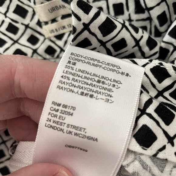 Urban Outfitters Women 8 Black White Printed Linen Blend Side-Tie Wrap Skort - Picture 13 of 13